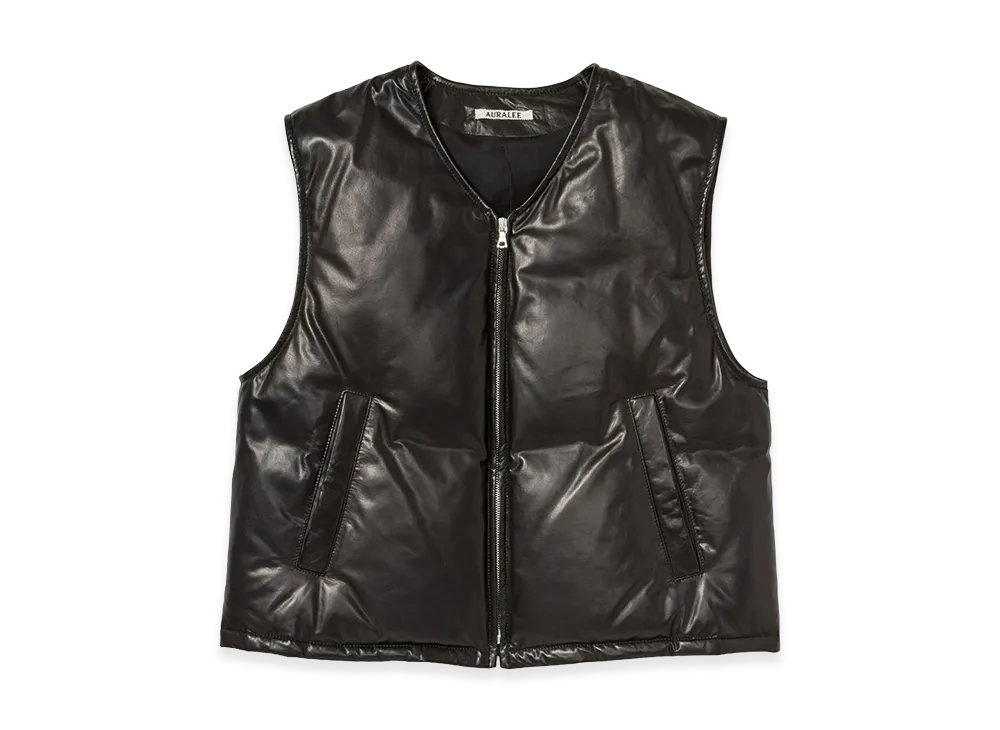 AURALEE Fine Calf Leather Down Vest "Black"