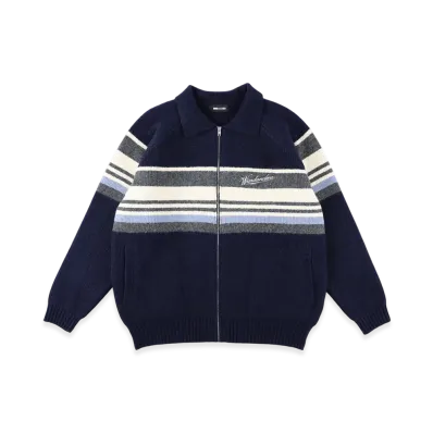 WIND AND SEA Line Knit Cardigan "Navy"