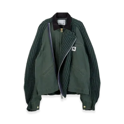 sacai x Carhartt WIP Washed Duck x Wool Knit Blouson Mens "Green"