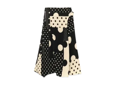 Yohji Yamamoto Y's KNIT DOT PATCHWORK PRINT SARROUEL PANTS "Beige/Black"