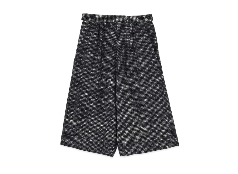 Yohji Yamamoto Y's GINGHAM CHECK UNEVEN PRINT W BUTTON MACKIN PANTS "Black"