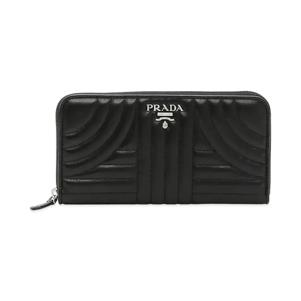 PRADA Diagram Round Zip Wallet ”Black”