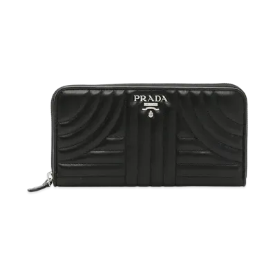 PRADA Diagram Round Zip Wallet ”Black”