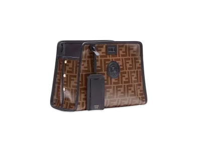 FENDI Small Peekaboo Defender Fabric Pea Caboo Cover "Brown"