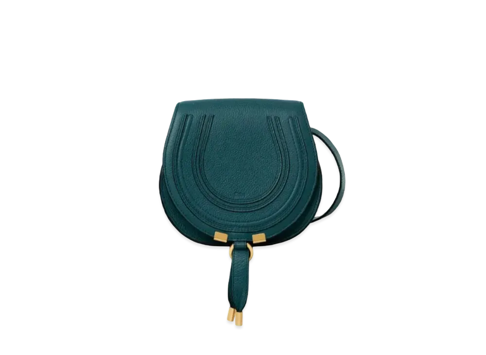 Chloe Mini Marcie Saddle Bag In Grained Calfskin "Blue"