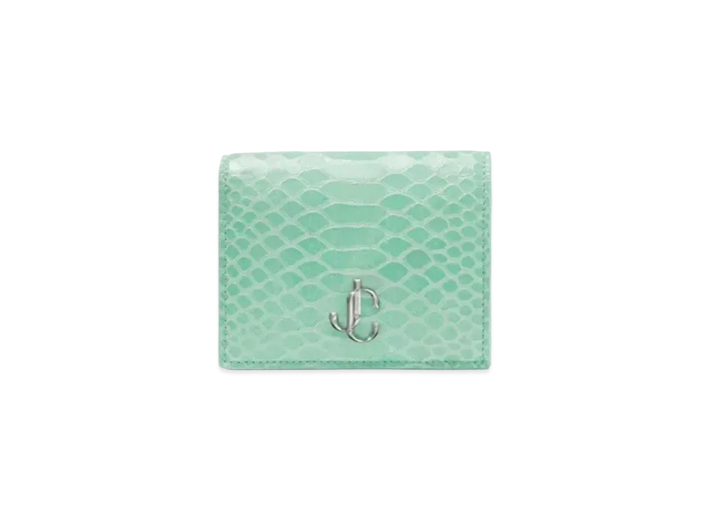 Jimmy Choo Hanne Gel Snake Printed Leather Wallet With JC Logo "Miami Mint"