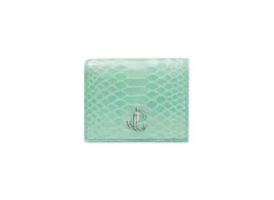 Jimmy Choo Hanne Gel Snake Printed Leather Wallet With JC Logo "Miami Mint"