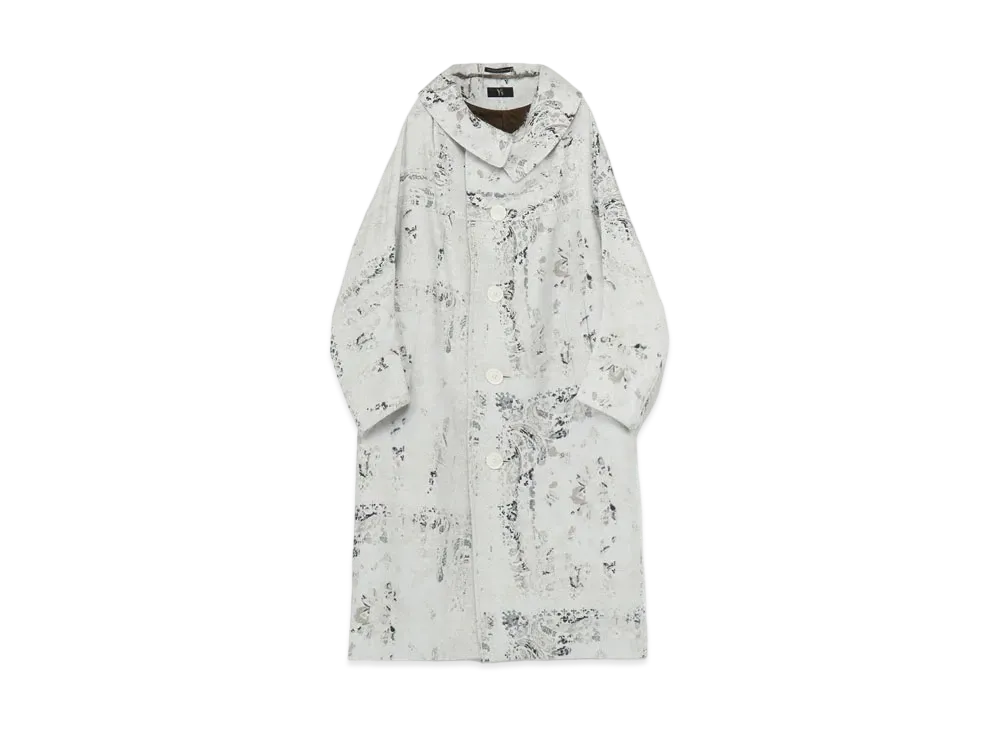 Yohji Yamamoto Y's BANDANA BLURRY PRINT JACQUARD LONG CAPE "White"