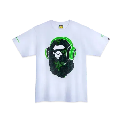 A BATHING APE x Razer NEON CAMO APE HEAD TEE "White"