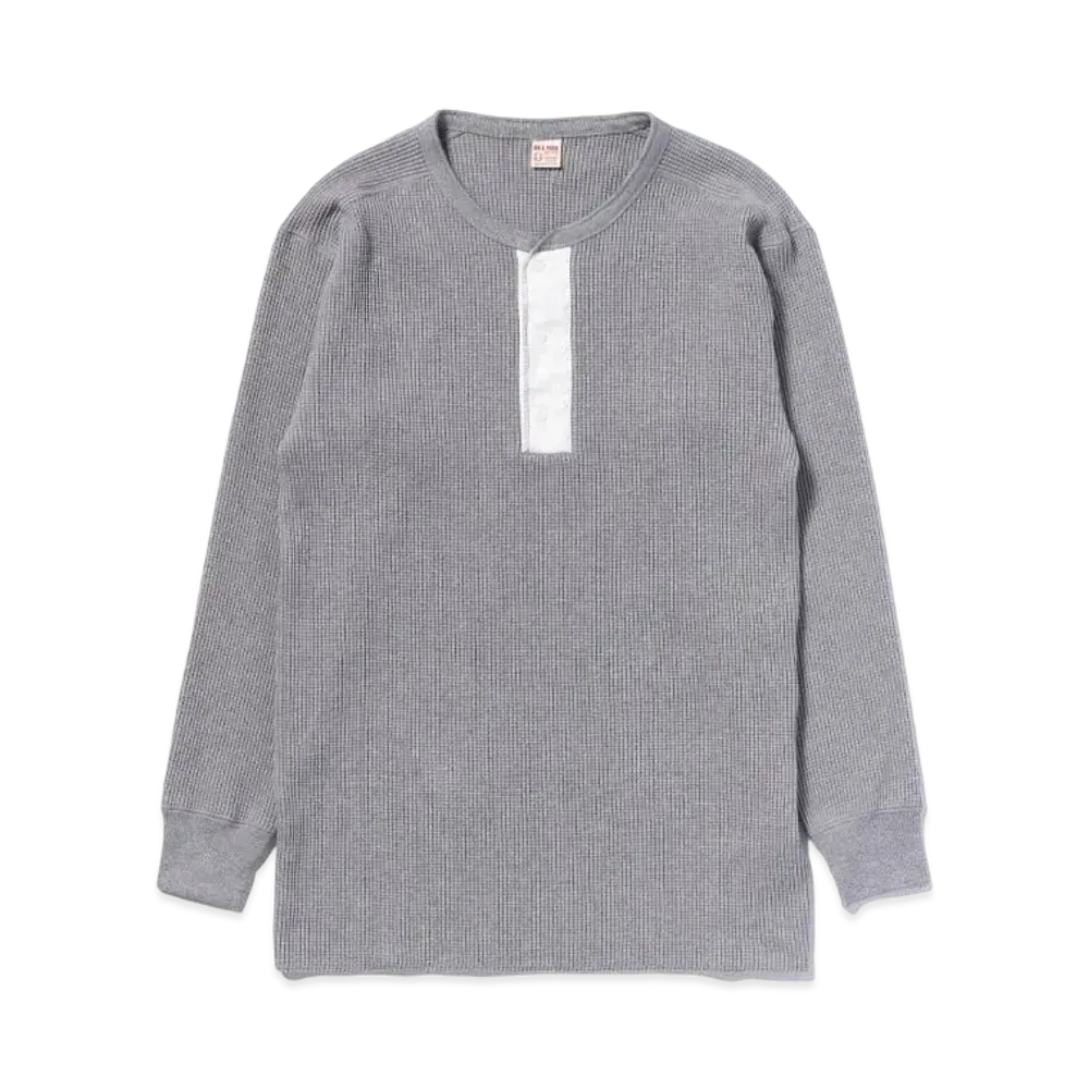 THE REAL McCOY'S Waffle Thermal Henley Undershirt L/S "Medium Gray"