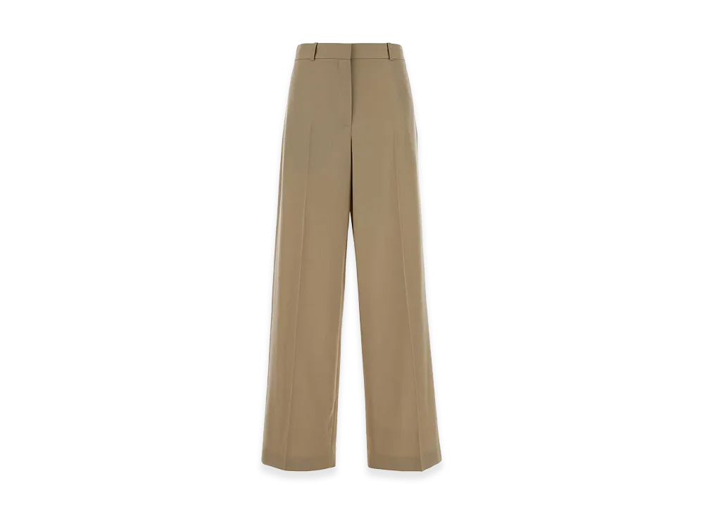 The Row Women's Cappuccino Wool Wide-Leg Dende Pant "Beige"