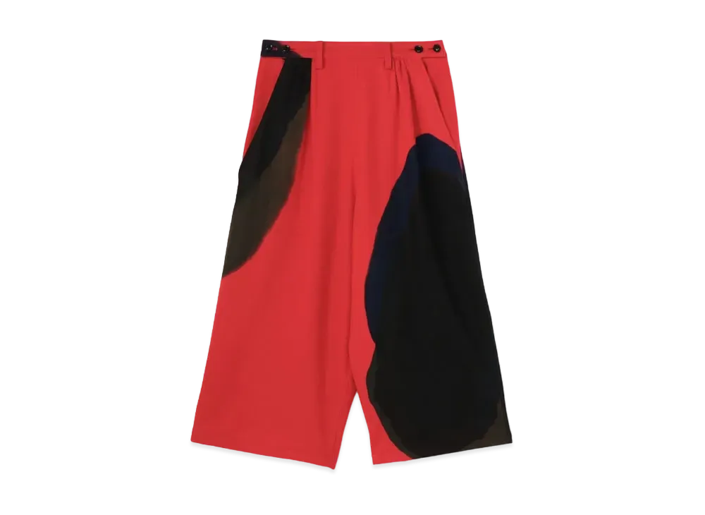 Yohji Yamamoto Y's WOOL FLANNEL BLURRY DOT W BUTTON BIG PANTS "Red"