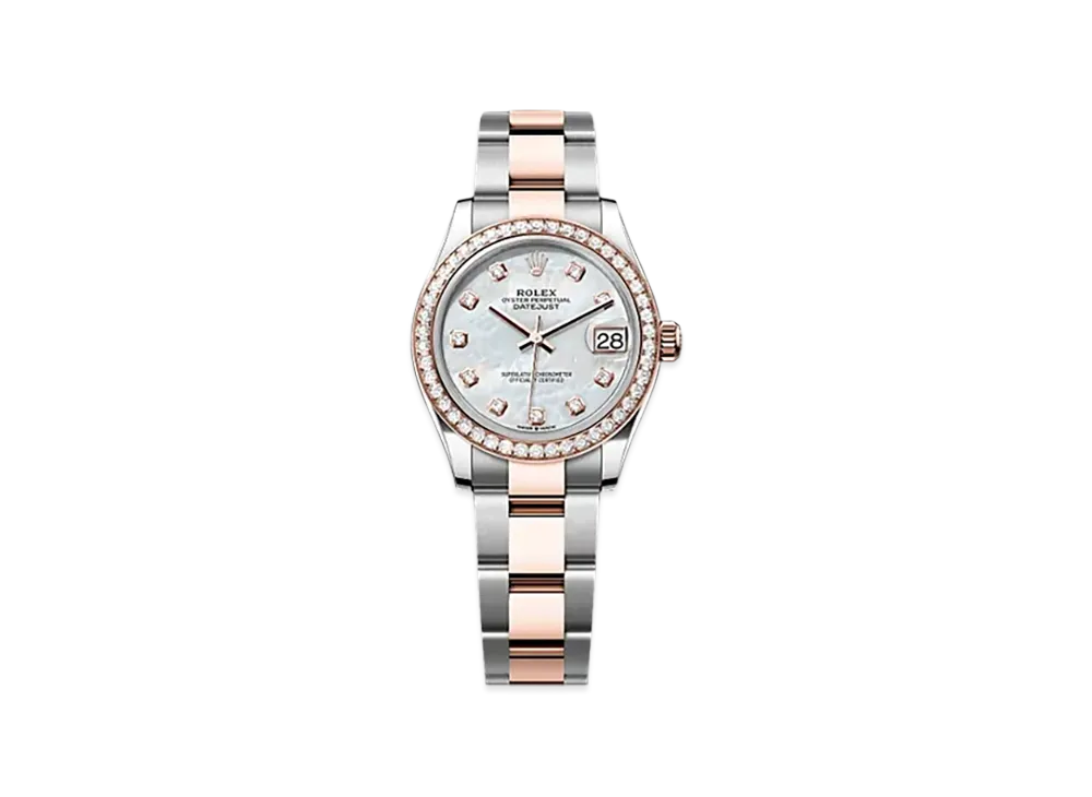 ROLEX Datejust 31mm Oystersteel & Everose Gold Diamond 278381RBR "White Mother-of-Pearl"