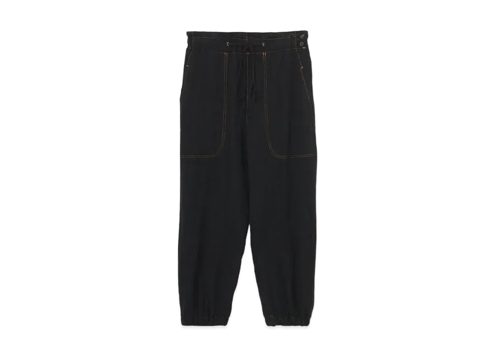 Yohji Yamamoto Y's WOOL TWILL FELTING FINISH WAIST HEM BAND PANTS "Black"
