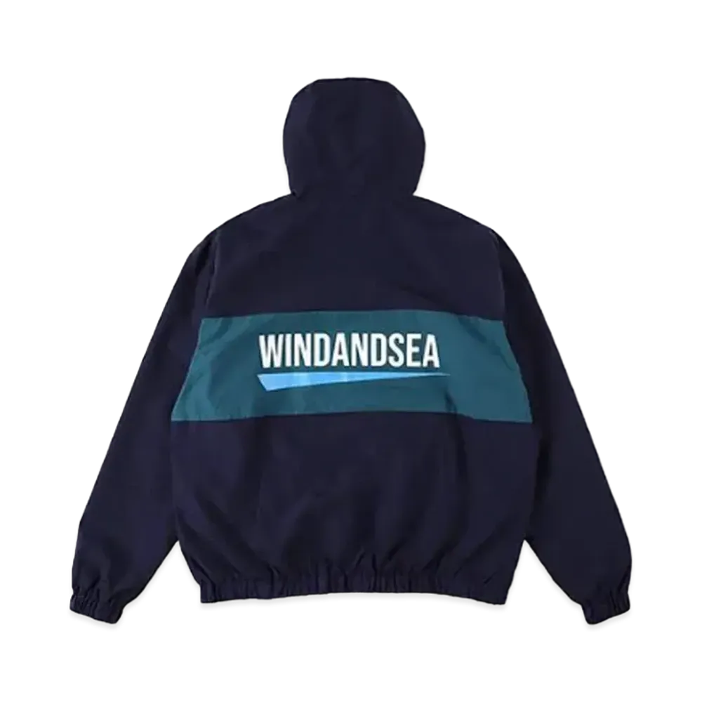 WIND AND SEA Fishnet Recycle Nylon Zip Jacket "Navy"