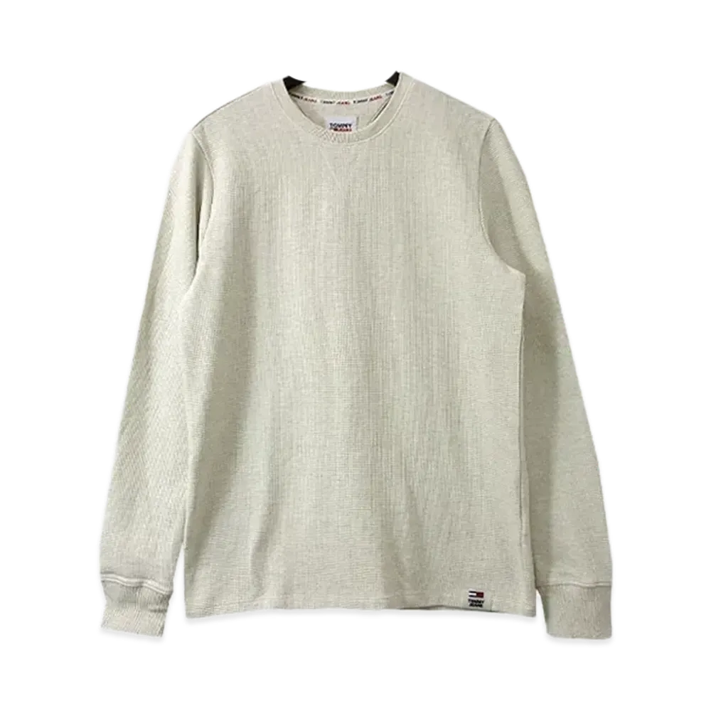 TOMMY JEANS Waffle Sweat T-Shirt Eu Model "WhiteHether"
