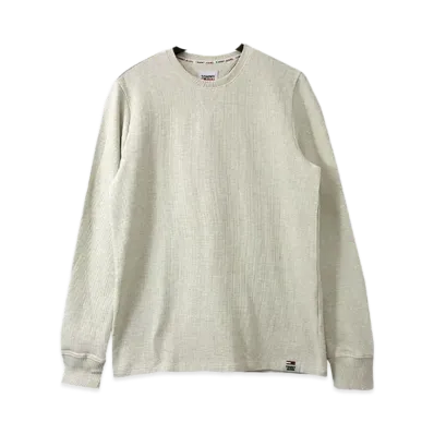 TOMMY JEANS Waffle Sweat T-Shirt Eu Model "WhiteHether"