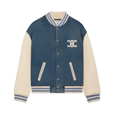 CELINE Men's Loose Triomphe Teddy in Trail Wash Denim "Trail Wash"