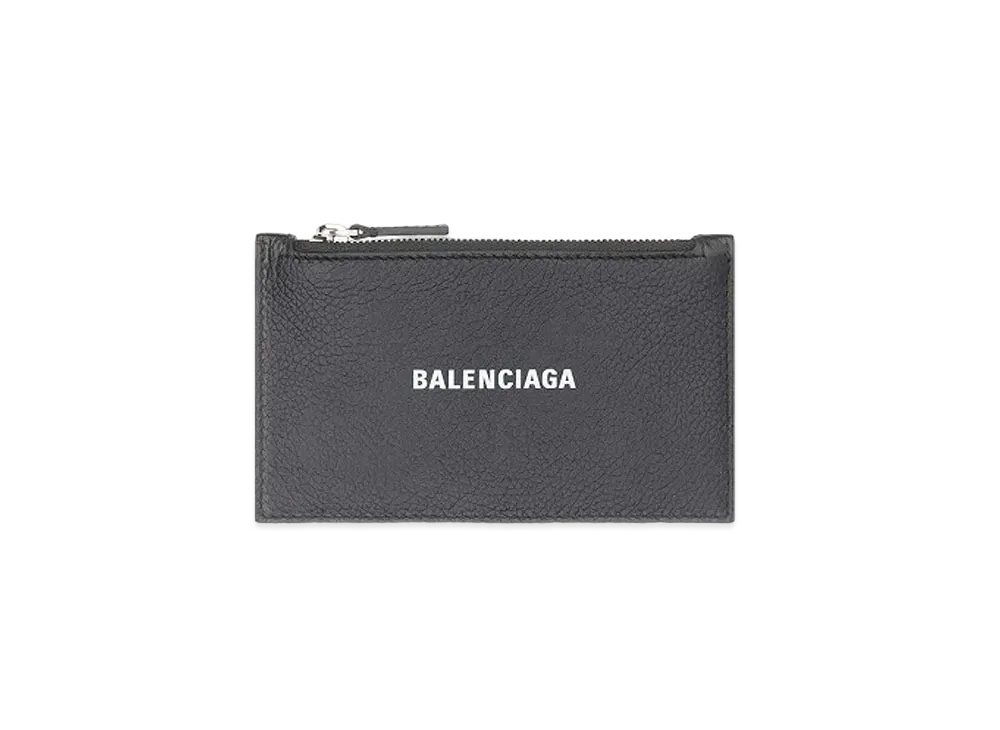 BALENCIAGA Cash Long Coin and Card Holder Grained Calfskin "Black"