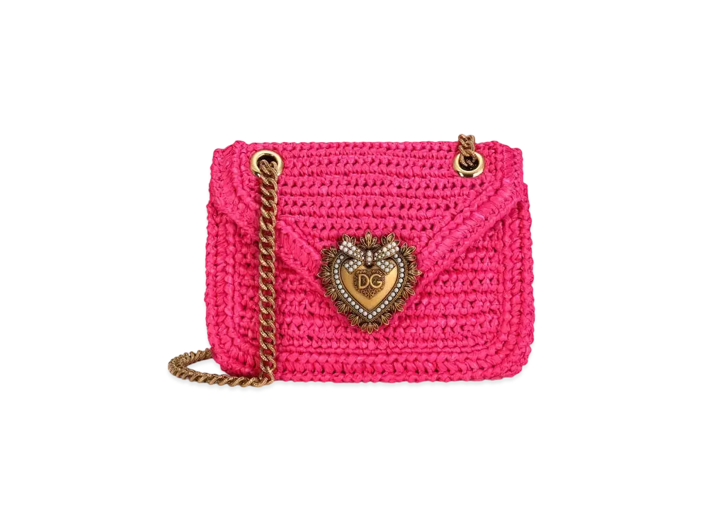 Dolce&Gabbana Devotion Bag Medium Crosse Lafia "Fuchsia"