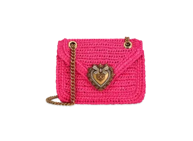 Dolce&Gabbana Devotion Bag Medium Crosse Lafia "Fuchsia"
