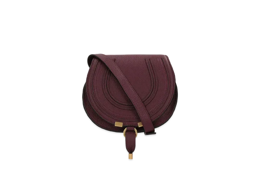 Chloe Mini Marcie Saddle Bag In Grained Calfskin "Burgundy"