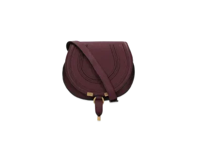 Chloe Mini Marcie Saddle Bag In Grained Calfskin "Burgundy"
