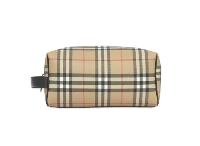 BURBERRY Vintage Check E Canvas Travel Pouch "Archive Beige"