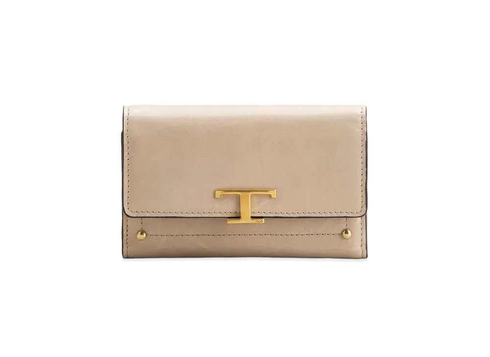 TOD'S Timeles Leather Wallet "Beige"