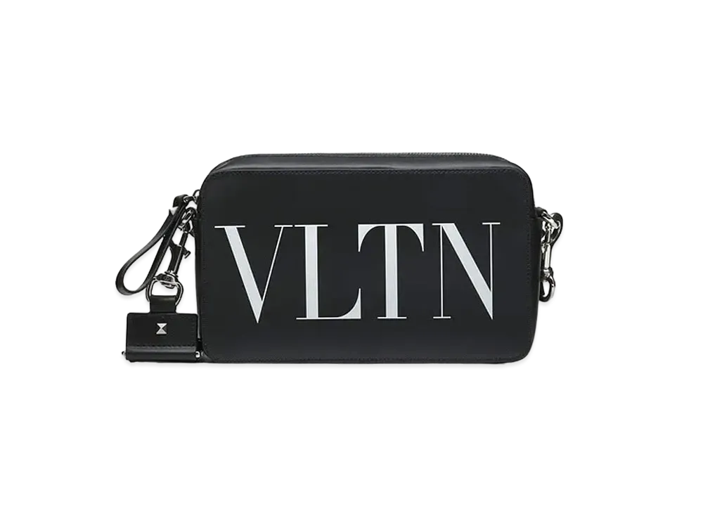 Valentino VLTN Leather Crossbody Bag "Black/White"