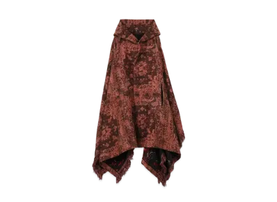 Yohji Yamamoto Y's BANDANA BLURRY PRINT JACQUARD ASYMME CAPE PONCHO "Red"