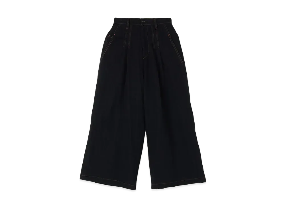 Yohji Yamamoto Y's WOOL TWILL FELTING FINISH TWO DART WIDE PANTS "Black"