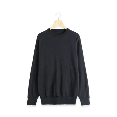 COMOLI Wool Crew Neck Knit "Charcoal"