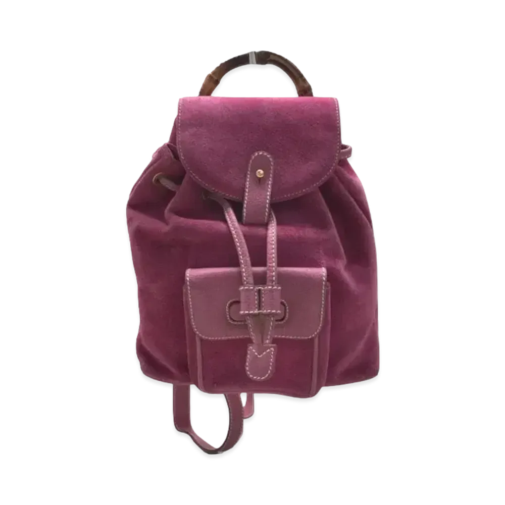 GUCCI Bamboo Backpack Mini Suede "Rose Purple"
