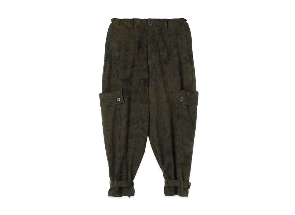 Yohji Yamamoto Y's WOOL NYLON FLANNEL SPECKLE DYE CUT OUT POCKET PANTS "Khaki"