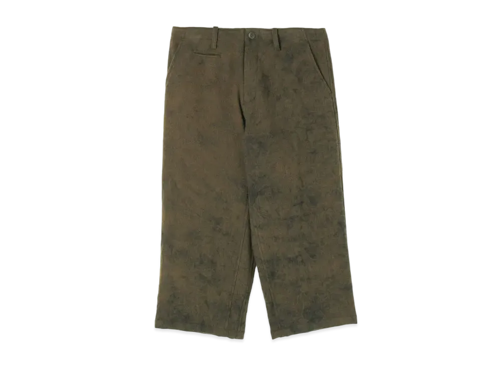 Yohji Yamamoto Y's WOOL NYLON FLANNEL SPECKLE DYE GUSSET CROP PANTS "Khaki"