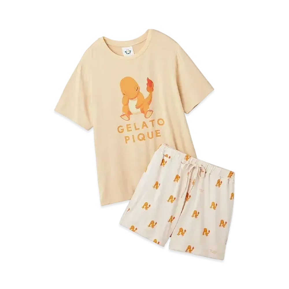 GELATO PIQUE x Pokemon Sleep Cool To The Touch Print T-Shirt & Short Pants Set "Orange"