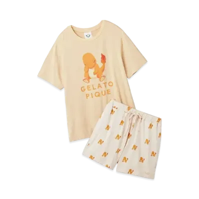 GELATO PIQUE x Pokemon Sleep Cool To The Touch Print T-Shirt & Short Pants Set "Orange"