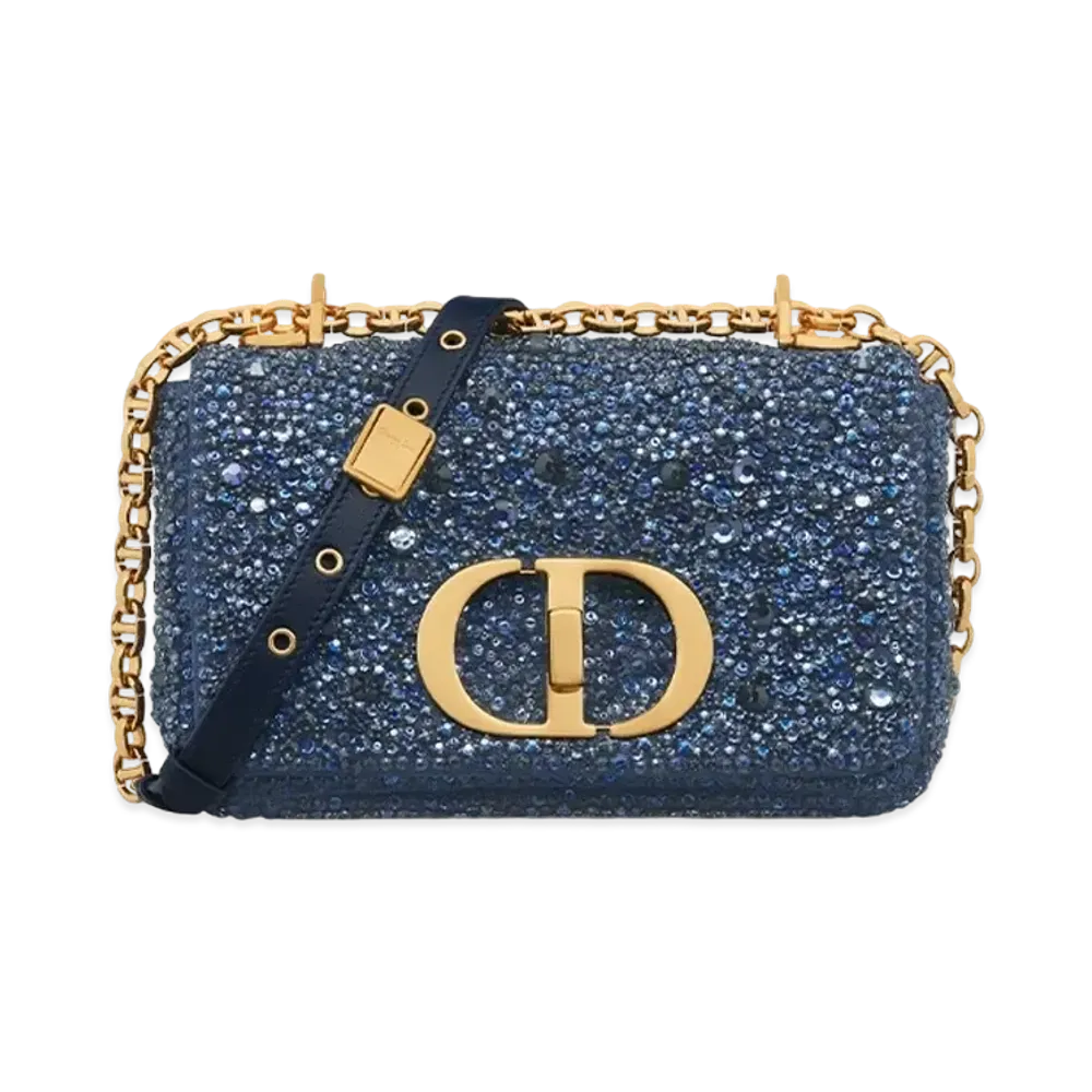 Dior Small Caro Bag Strass Satin "Blue"