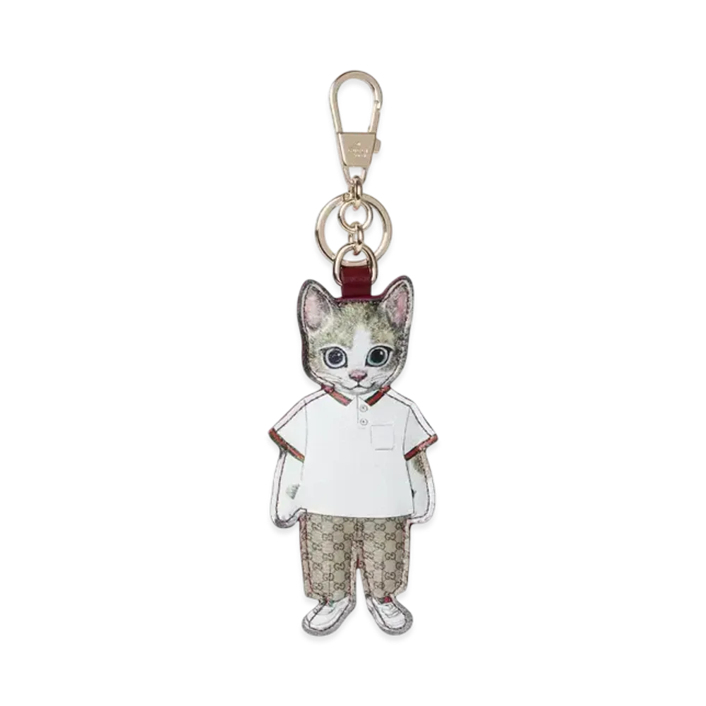 GUCCI x Yuko Higuchi Cat-Shaped Keychain Japan Exclusive "Beige/Dark Brown"