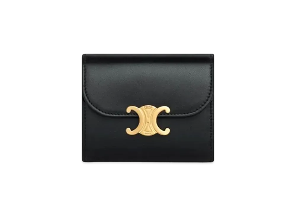 セリーヌ スモール フラップウォレット / シャイニースムースラムスキン "ブラック" 10D783DPV.38NO