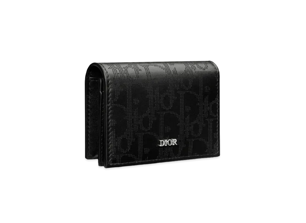 Dior Business Card Case Dior Oblique Galaxy Leather "Black"
