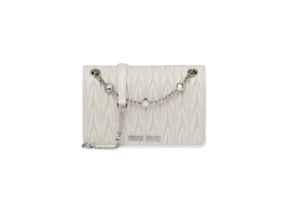 MIU MIU Materassenapa Leather Mini Bag "White"