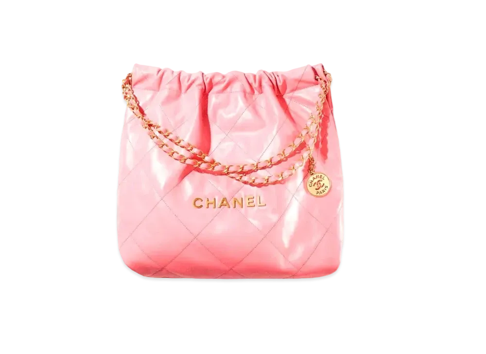 CHANEL 22 Hand Bag Shiny Calfskin "Coral Pink/Gold"