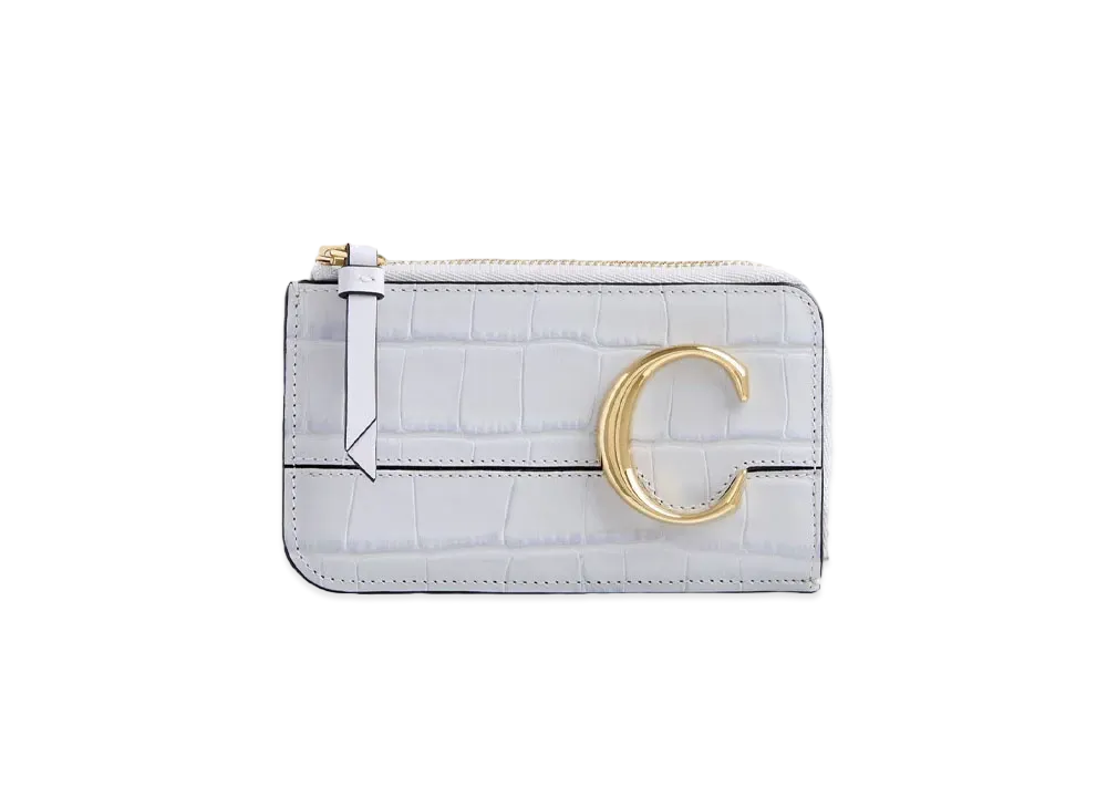 Chloe Chloe C Small Purse In Embossed Croco Effect On Calfskin & Smooth Calfskin "Light Cloud"