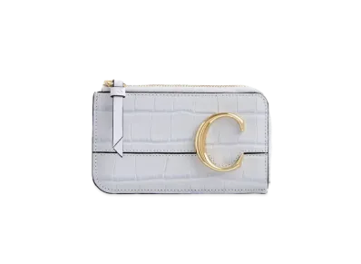 Chloe Chloe C Small Purse In Embossed Croco Effect On Calfskin & Smooth Calfskin "Light Cloud"