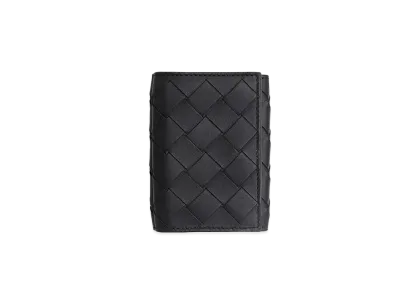 Bottega Veneta Trifold Flap Wallet "Black Grass"