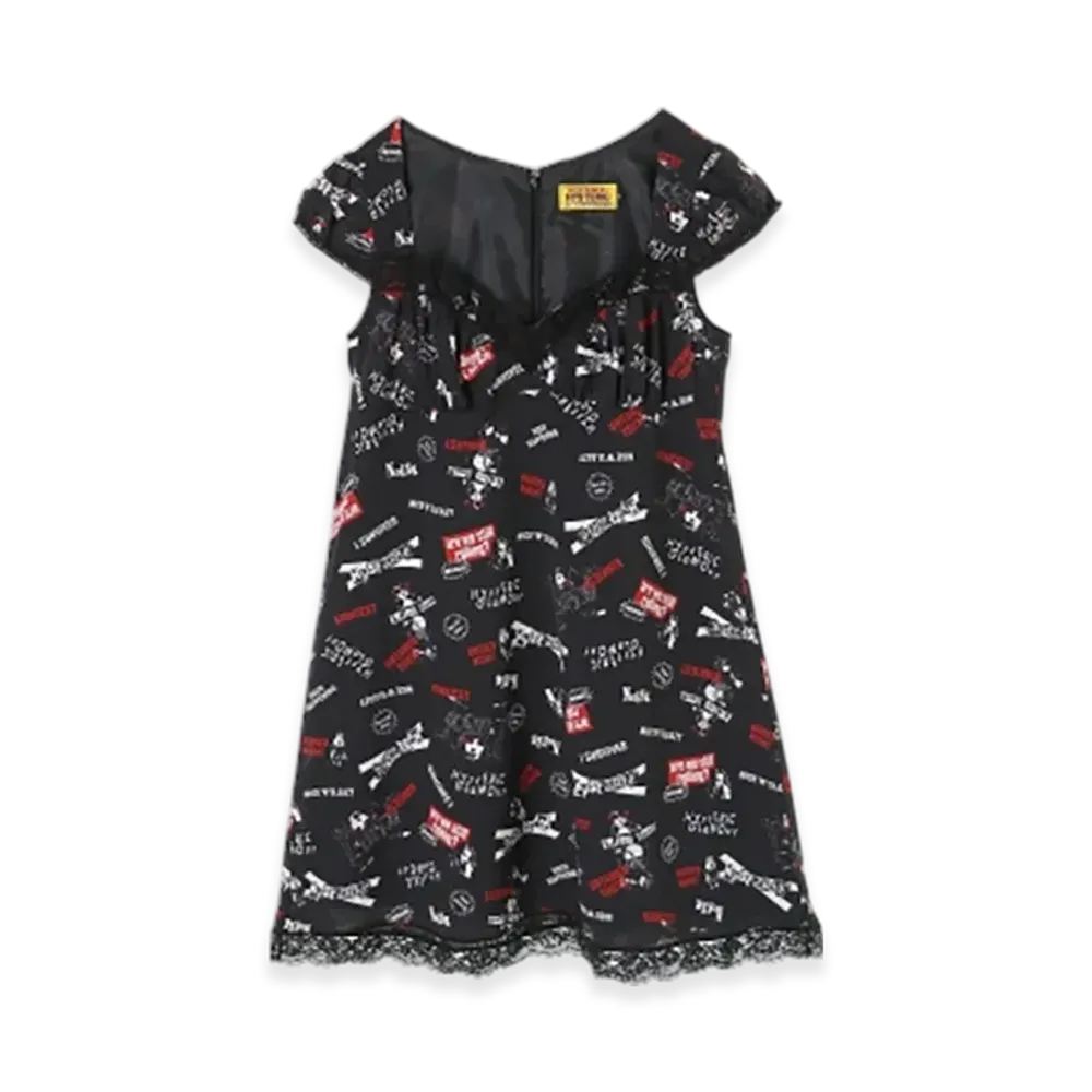 HYSTERIC GLAMOUR Rock Happening Pattern Dress "Black"