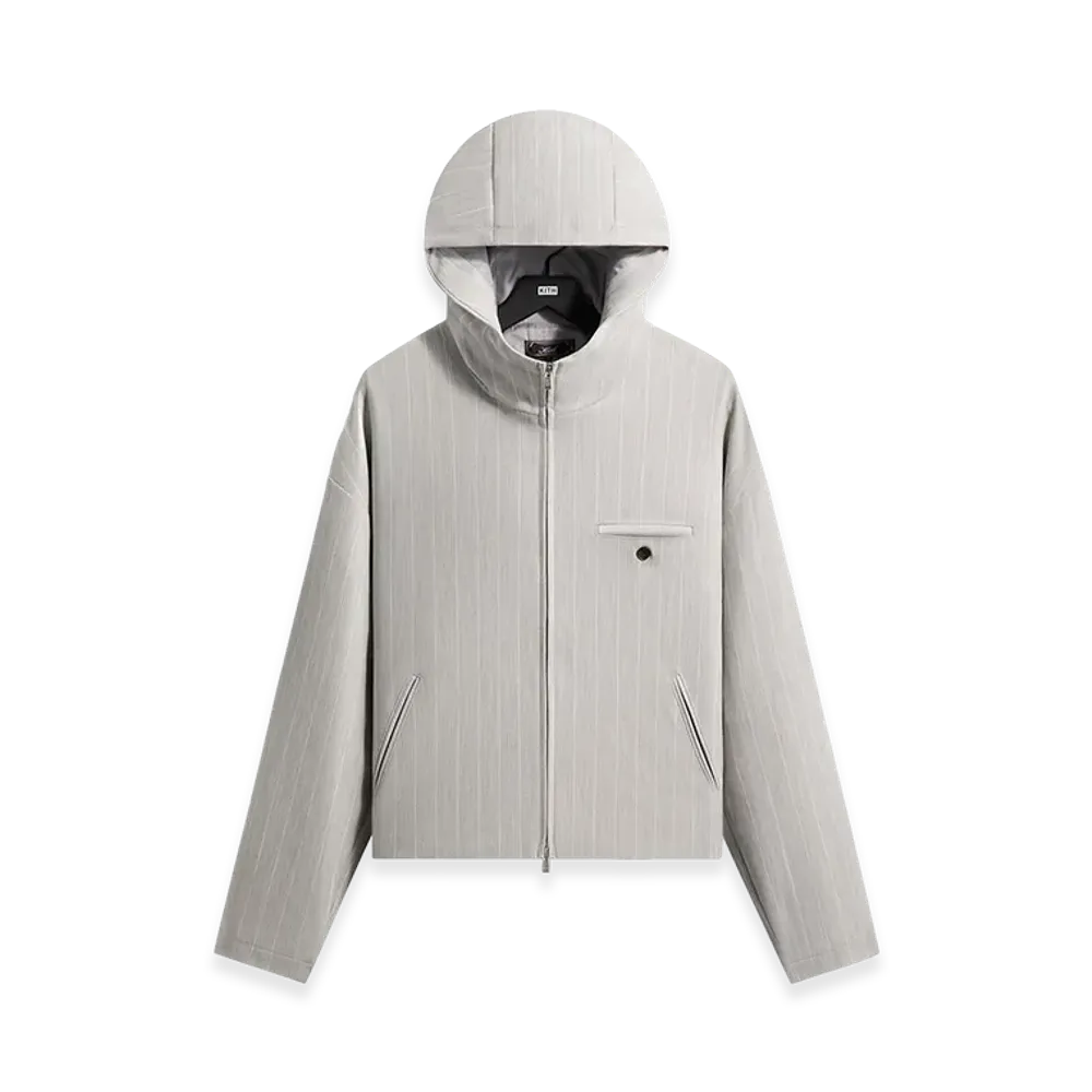 Kith Pinstripe Matteo Zip Up Hoodie "Light Heather Grey"