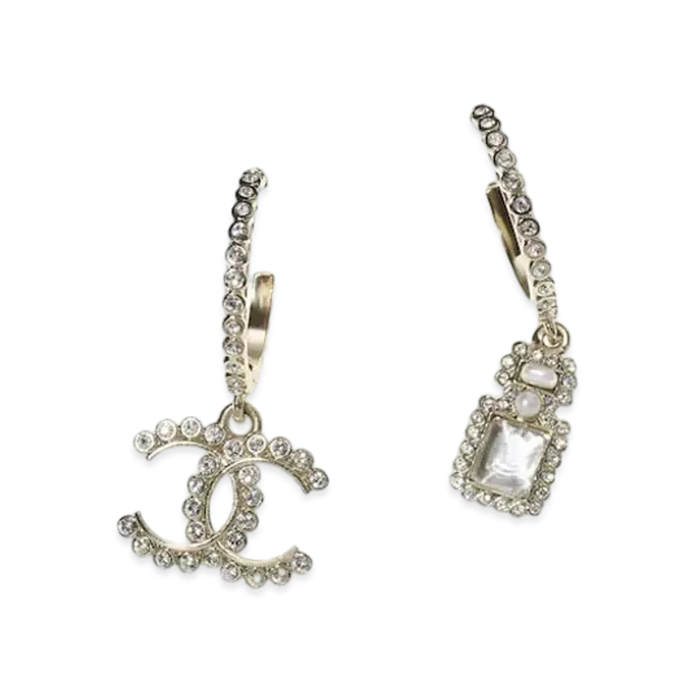 CHANEL Strass & Glass Earrings "Gold"